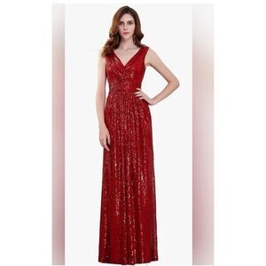 Kate Kasin red embellished sleeveless gown 10